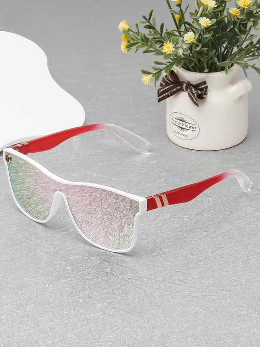 vevolora Riviera Multicolor2 white and red flat-top mirrored sunglasses