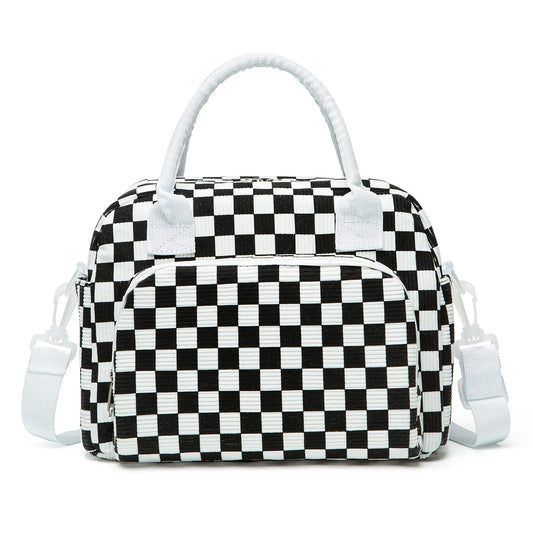 Vevolora Variant | vevolora-11l-insulated-lunch-tote | black white plaid