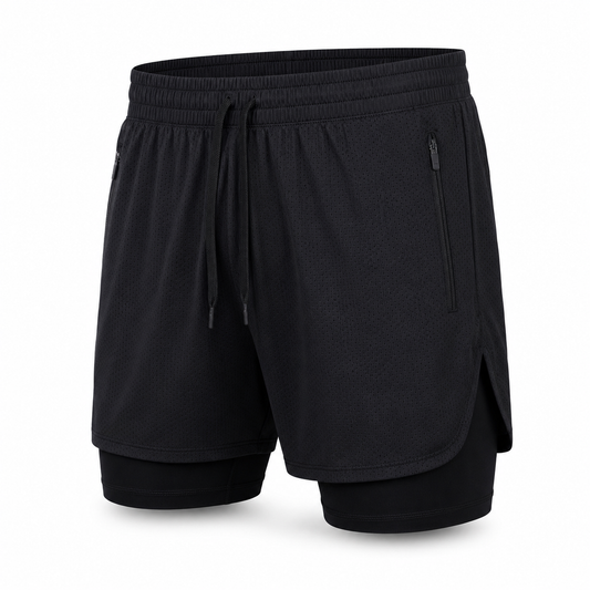 Black ApexLayer 7 inch 2-in-1 training shorts with compression liner