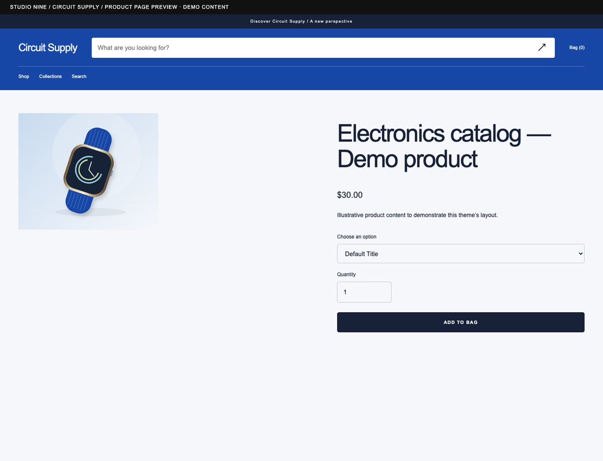 Circuit Supply — product page preview, corrected theme