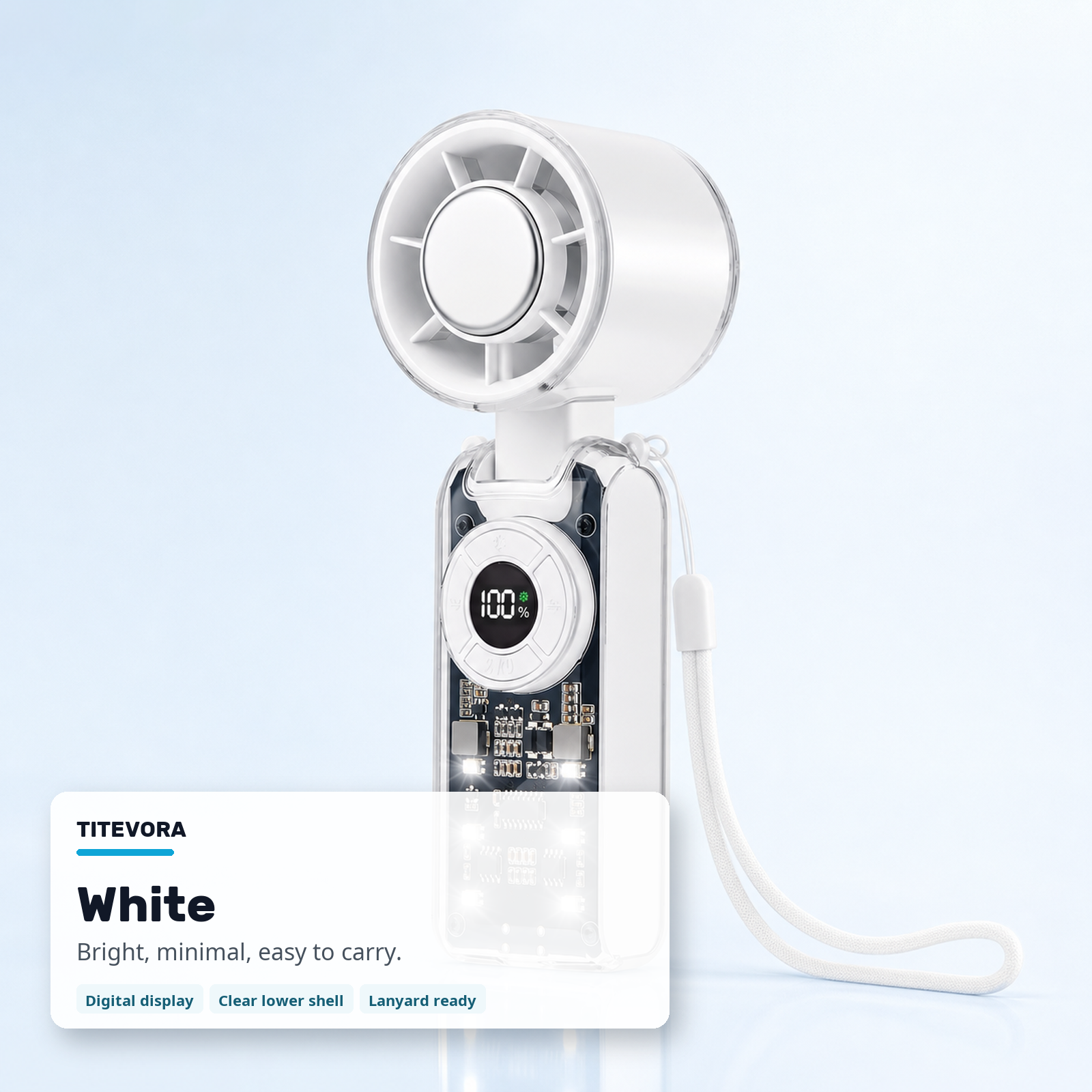 White TITEVORA GlacierFlow X1 portable turbo cooling fan