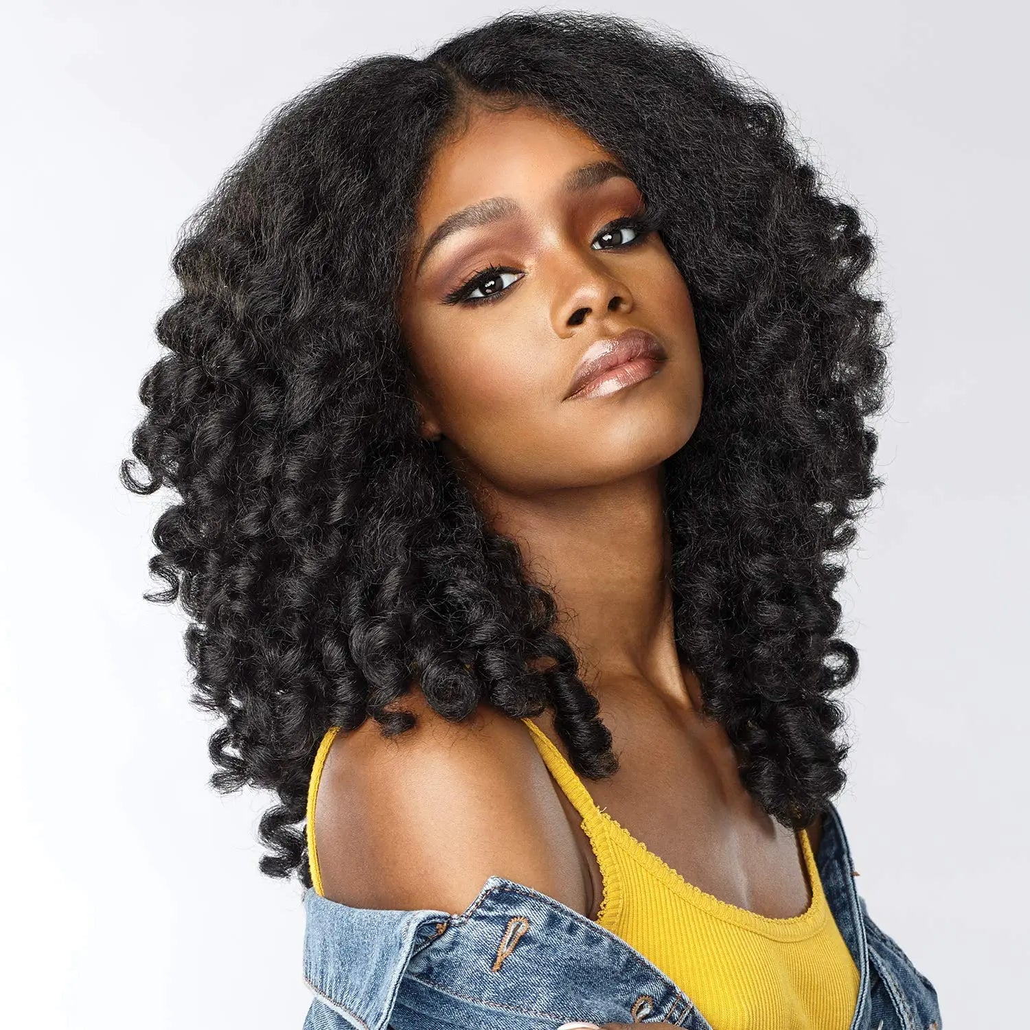 vevolora Wand Curls natural black human hair half wig