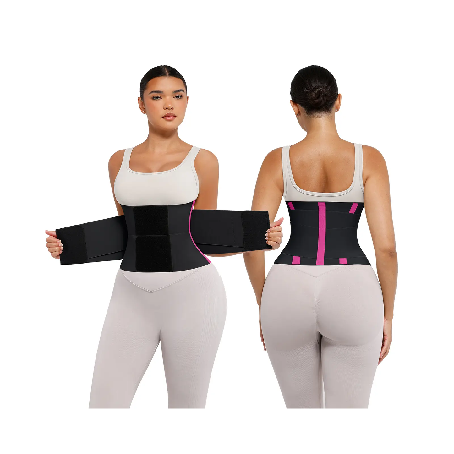 vevolora BLACK with pink stripe adjustable waist cincher and sweat belt