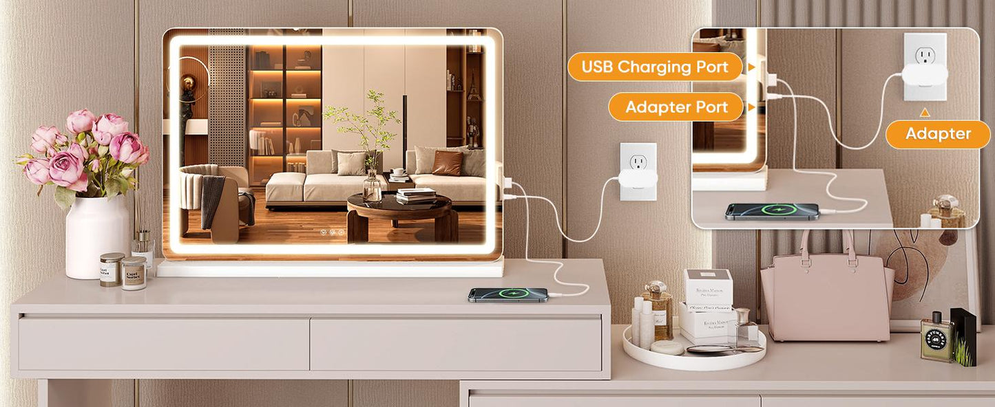 Vevolora mirror USB charging and adapter ports