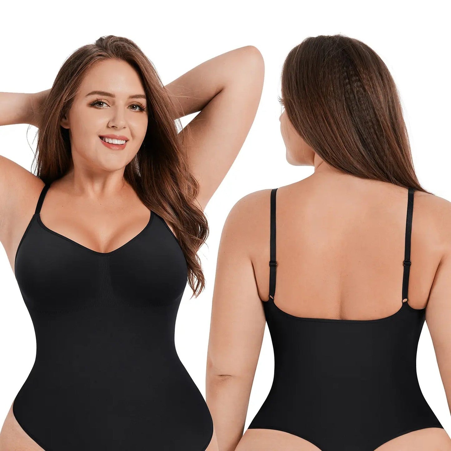 vevolora Thong-Black seamless shaping bodysuit