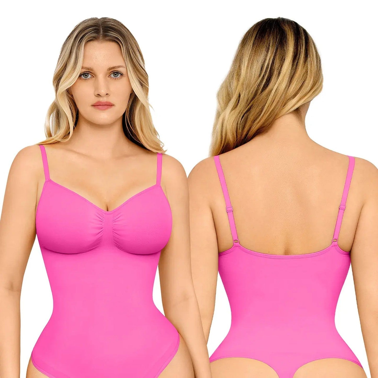 vevolora Thong-bright pink seamless shaping bodysuit