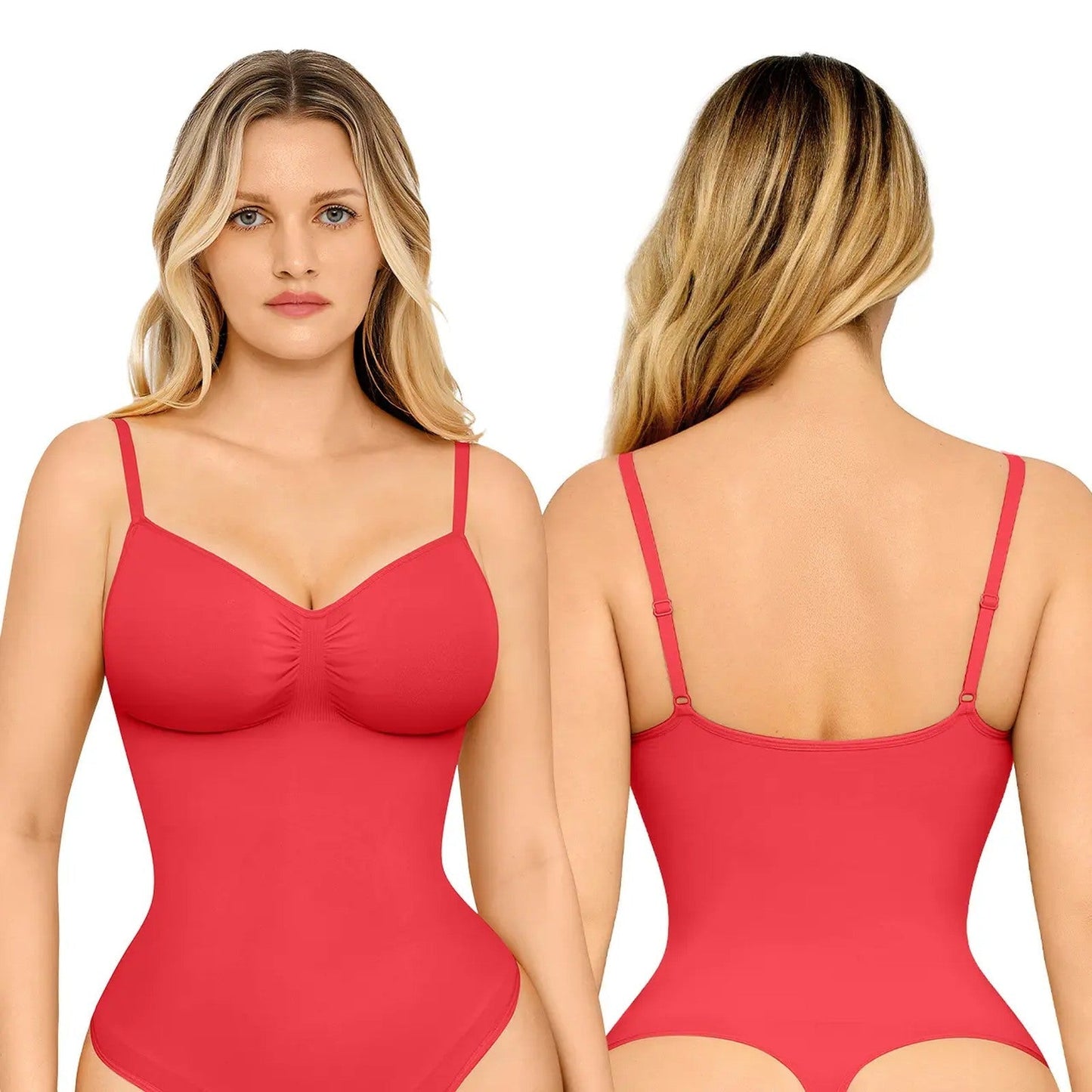 vevolora Thong-Puce Red seamless shaping bodysuit