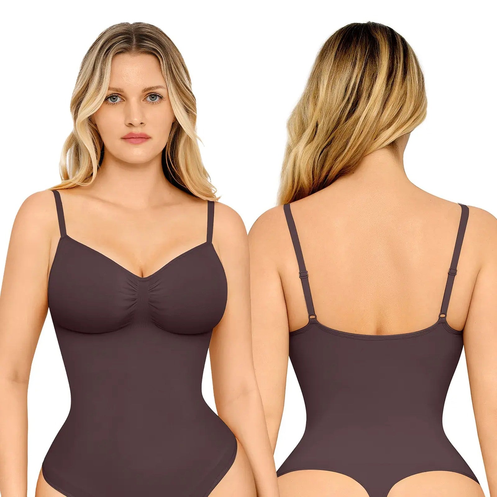 vevolora Thong-Chocolate seamless shaping bodysuit