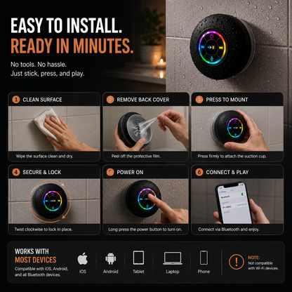 AQUABEAT™ Waterproof RGB Shower Speaker System
