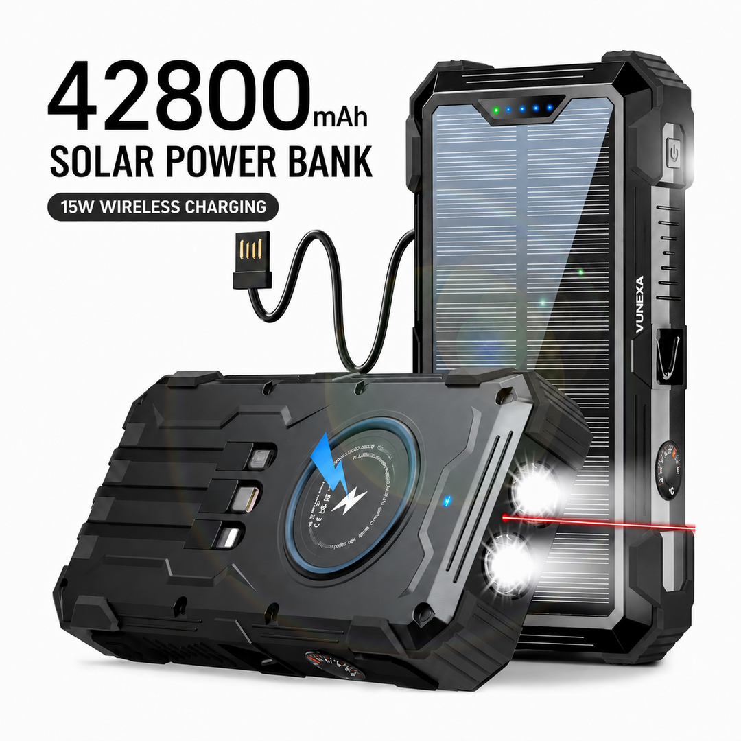 VUNEXA PN-W33A 42800mAh solar power bank in Black