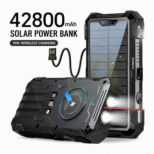 VUNEXA PN-W33A 42800mAh solar power bank in Black