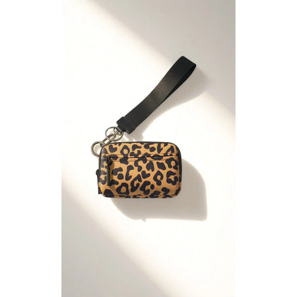 vevolora RFID compact wristlet wallet in Tan Leopard